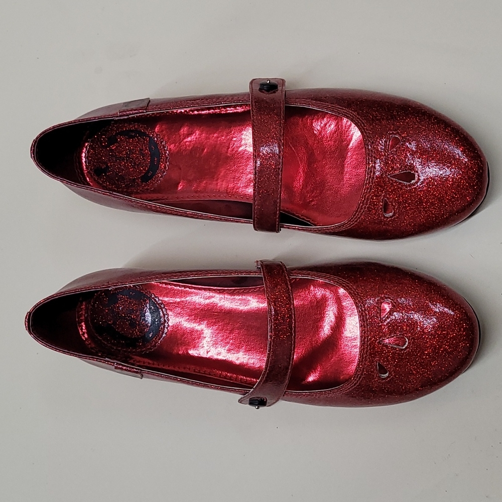 Miss L Fire red glitter Mary Janes NWOT size 37 or 7 USA